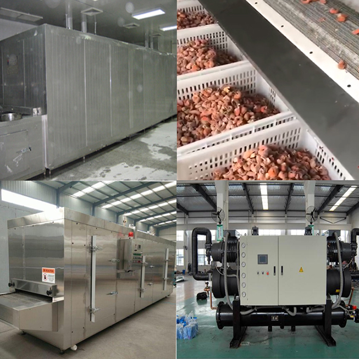 Industrial fluidized potato chips frozen line, seafood frozen machine, tunnel type food low temperature freezer